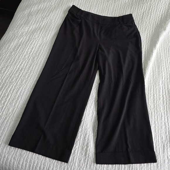Lane Bryant Allie Wide Leg Cuffed Trousers Work Pants - Black - 22R - Picture 1 of 11